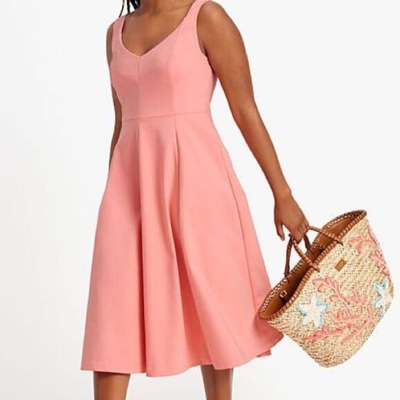 KATE Spade Twill Grace Dress pink sea Star fit and flare sz 2 NWT - Picture 1 of 15